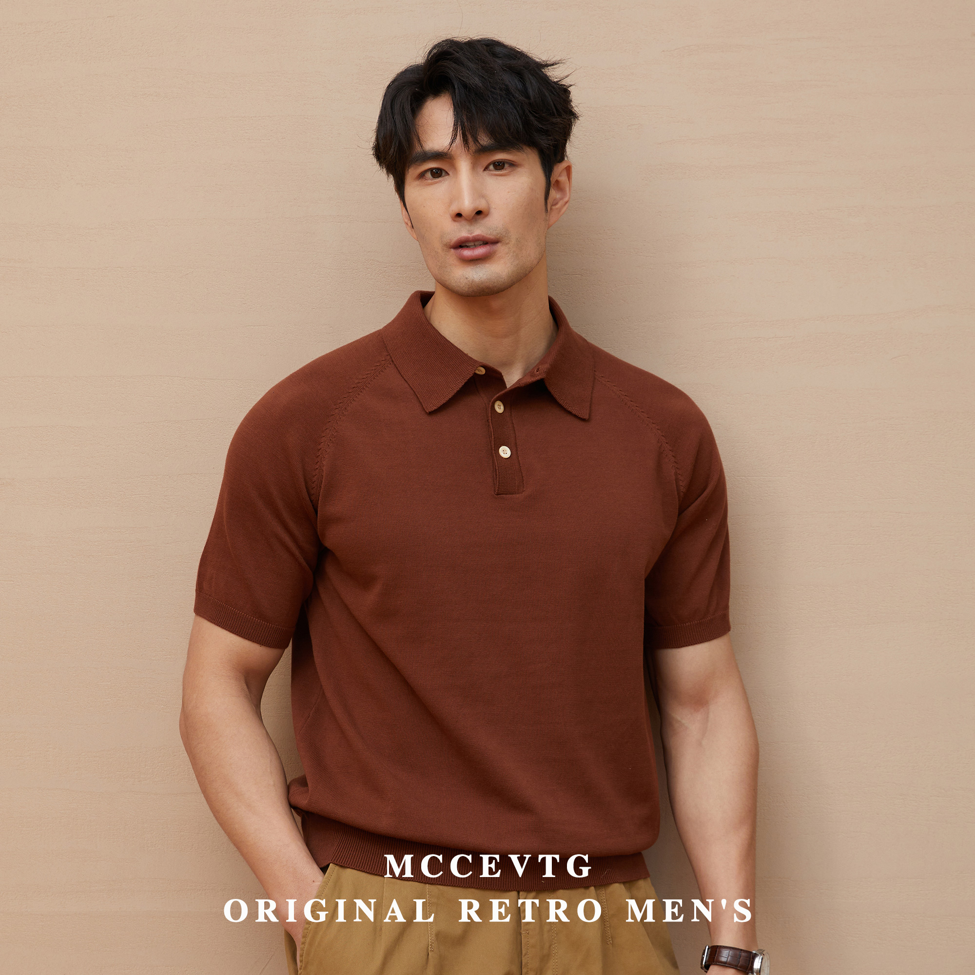 MCCEVTG纯棉polo衫短袖复古T恤男