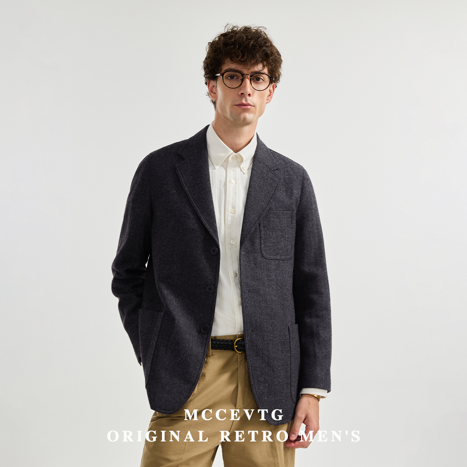 【高端玩家】粗花呢羊毛西装外套