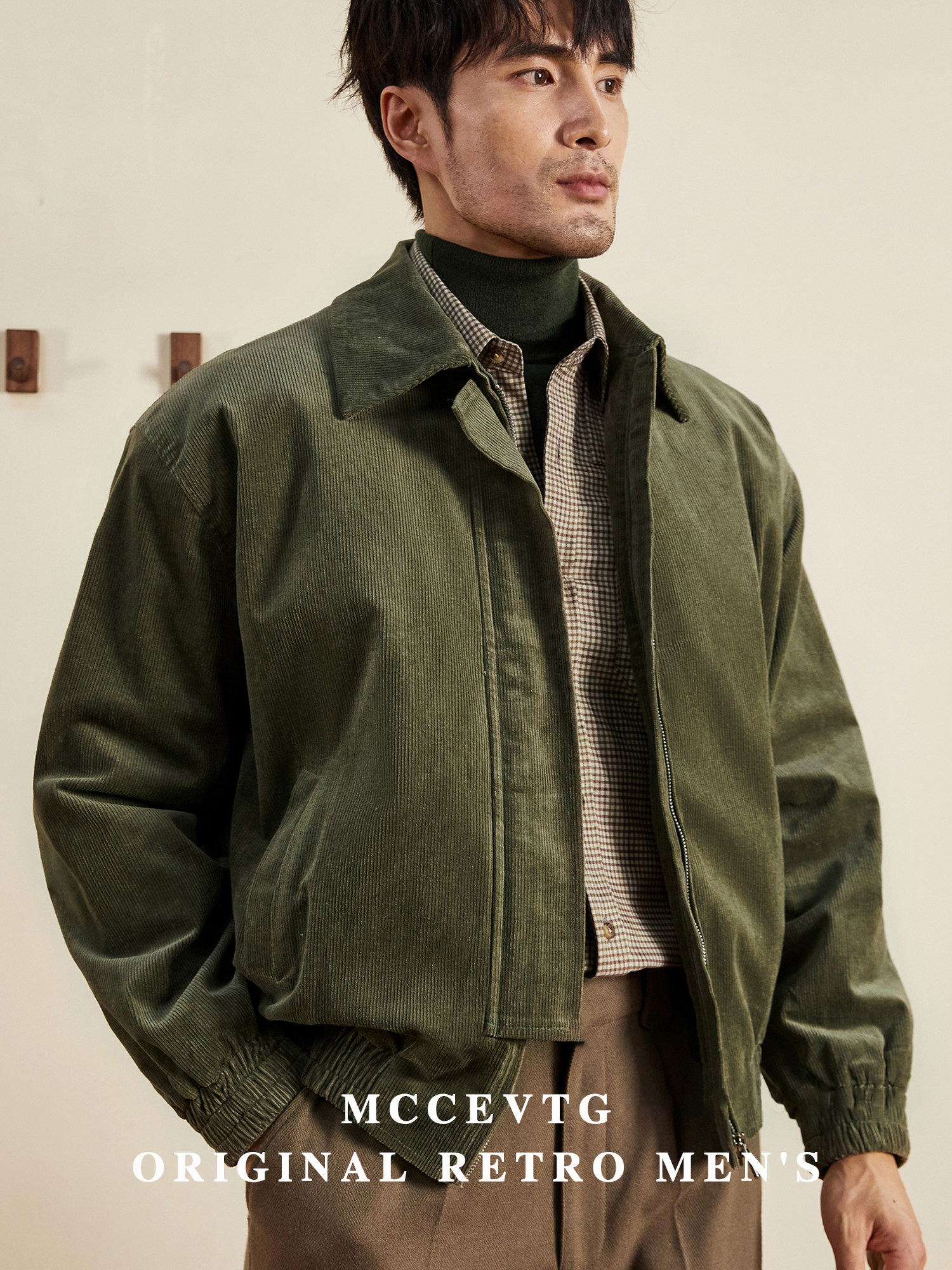 MCCEVTG AMERICAN RETRO SHORT CORDUROY JACKET MENS LAPEL CASUAL SHOULDER PADS AIR FORCE PILOT JACKET TIDE