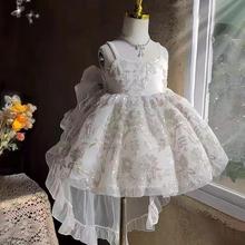 八音盒公主裙女.童生日婚礼服轻奢儿 童主持花童赵露思同款白纱裙