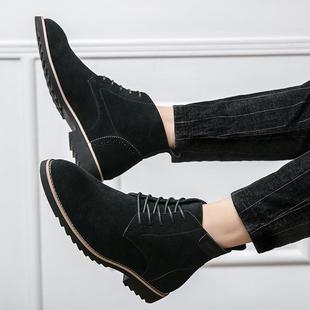 马丁靴男款春季高帮男鞋2025新款真皮中帮皮鞋翻毛工装靴复古男靴