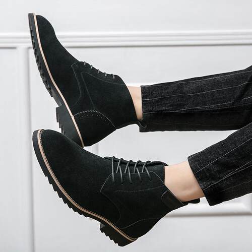 真皮马丁靴磨砂皮高帮鞋