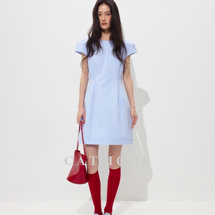 LION&CAT高级感收腰连衣裙女通勤气质百搭短款 A 字裙