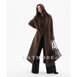 LIONCAT/冬季新款极简风高级西装款双面呢羊毛外套气质百搭大衣女