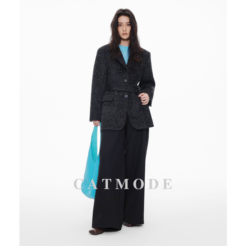 羊毛呢西装外套女百搭双面呢