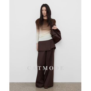 长裤 LIONCAT 女高腰显瘦休闲西装 时髦设计感可拆卸真两件裙裤 秋季