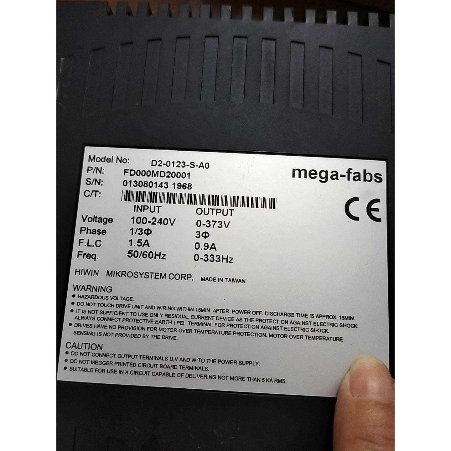 标价是空箱-Mega-fabs 伺服驱动器D2-0123-S-A0 实拍议价