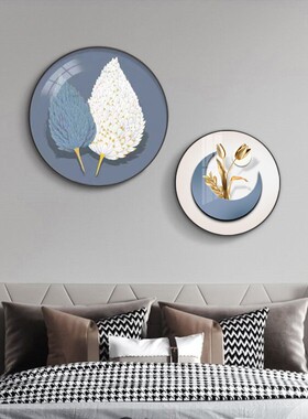 卧室装饰画 床头画主卧房间背景墙2024新款圆形挂画 酒店宾馆墙画