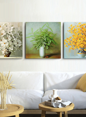 北欧装饰画简约壁画客厅挂画卧室餐厅三联墙画清新田园ins无框画