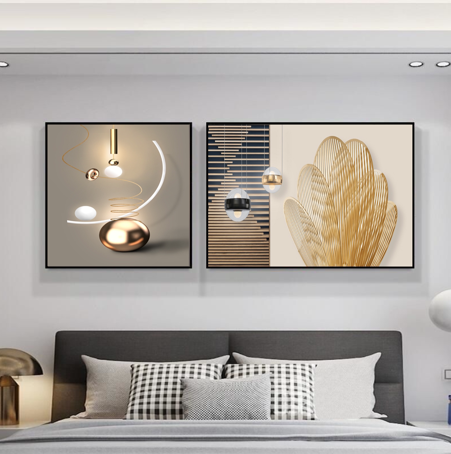 卧室床头装饰画现代简约轻奢主卧挂画房间背景墙壁画酒店宾馆墙画