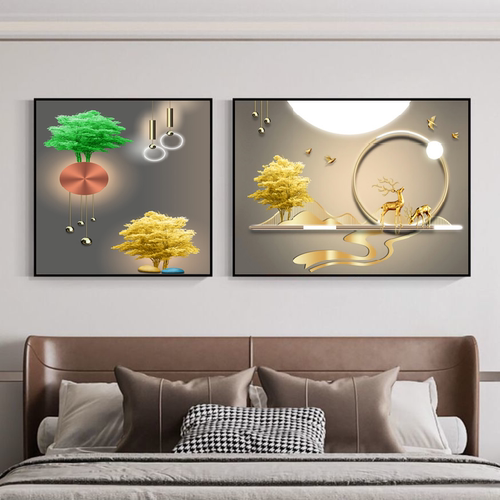 卧室装饰画现代简约主卧床头挂画轻奢酒店宾馆房间温馨背景墙壁画 - 封面