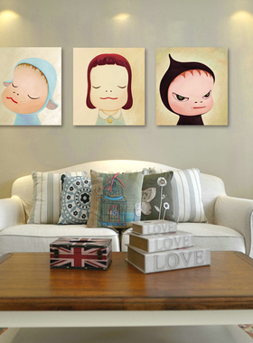 梦游娃娃奈良美智卡通画 儿童房装饰画卧室床头挂画 幼儿园无框画