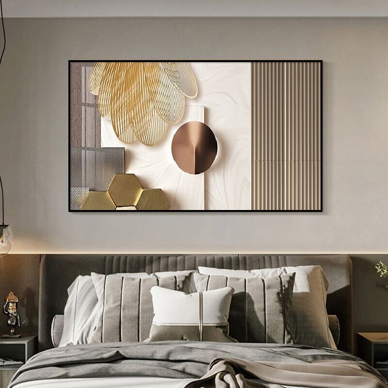 卧室床头装饰画现代简约酒店宾馆房间背景墙壁画抽象主卧轻奢挂画