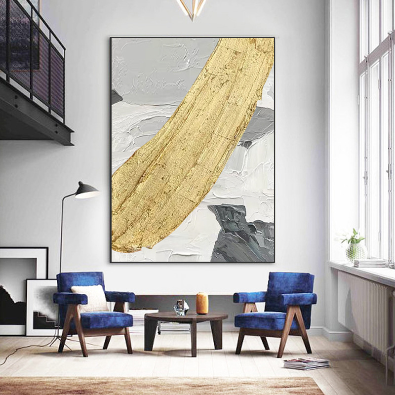 客厅大幅装饰画轻奢抽象油画沙发背景手绘巨幅画玄关现代简约挂画