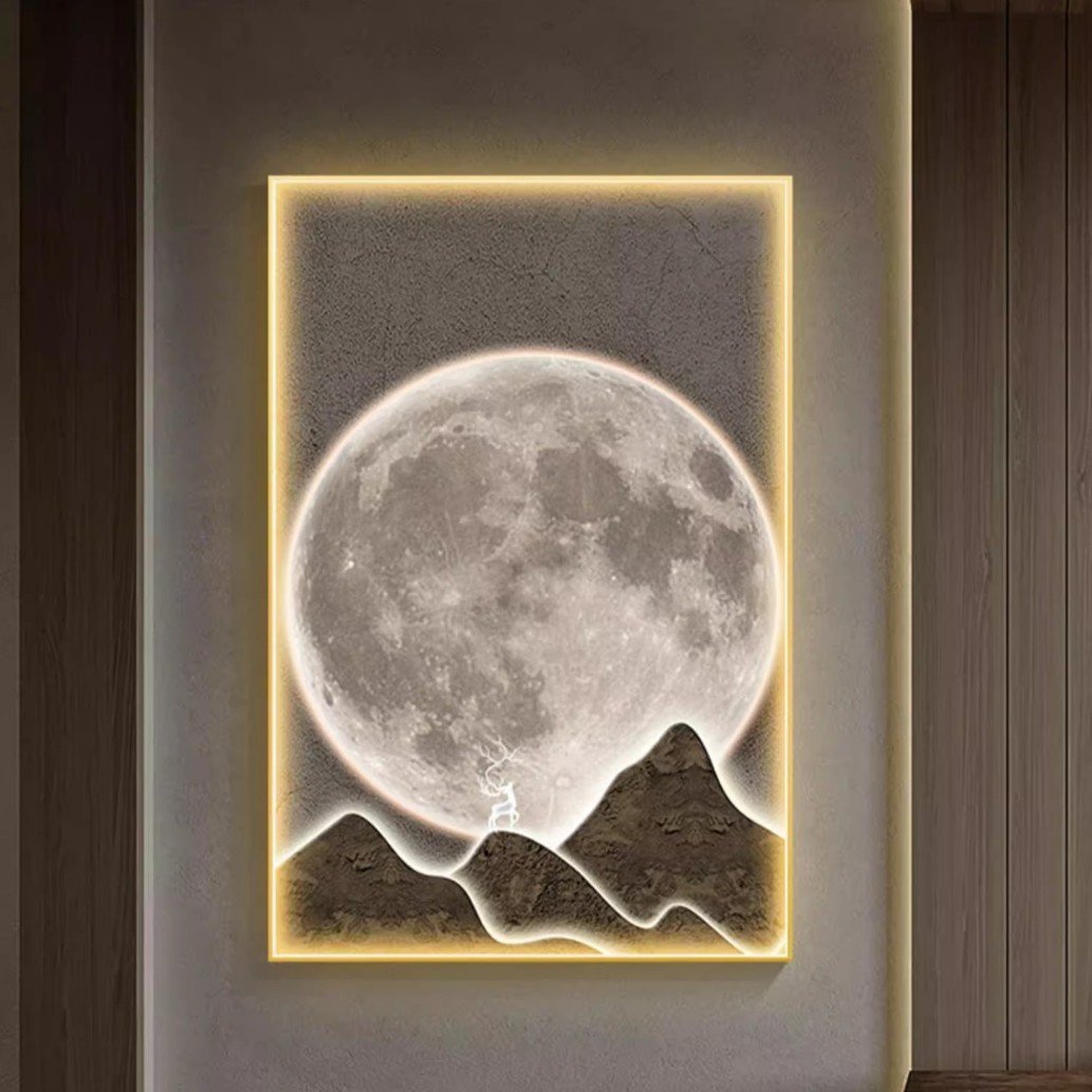 侘寂风入户玄关装饰画走廊过道灯画挂画轻奢高级感客厅落地画壁画