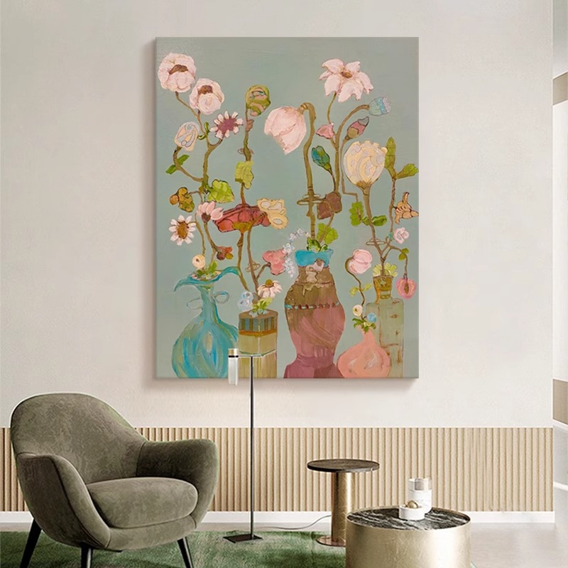 梵高世界名画杏花卉玄关装饰画客厅书房挂画肌理油画壁画大芬落地