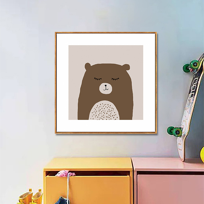 北欧儿童房装饰画卡通动物挂画男孩女孩房幼儿园墙面壁画厂家图片