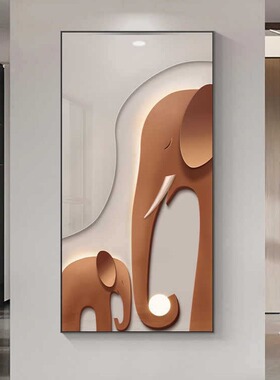 现代轻奢玄关装饰画高级抽象橙色墙体画入户客厅挂画走廊过道壁画