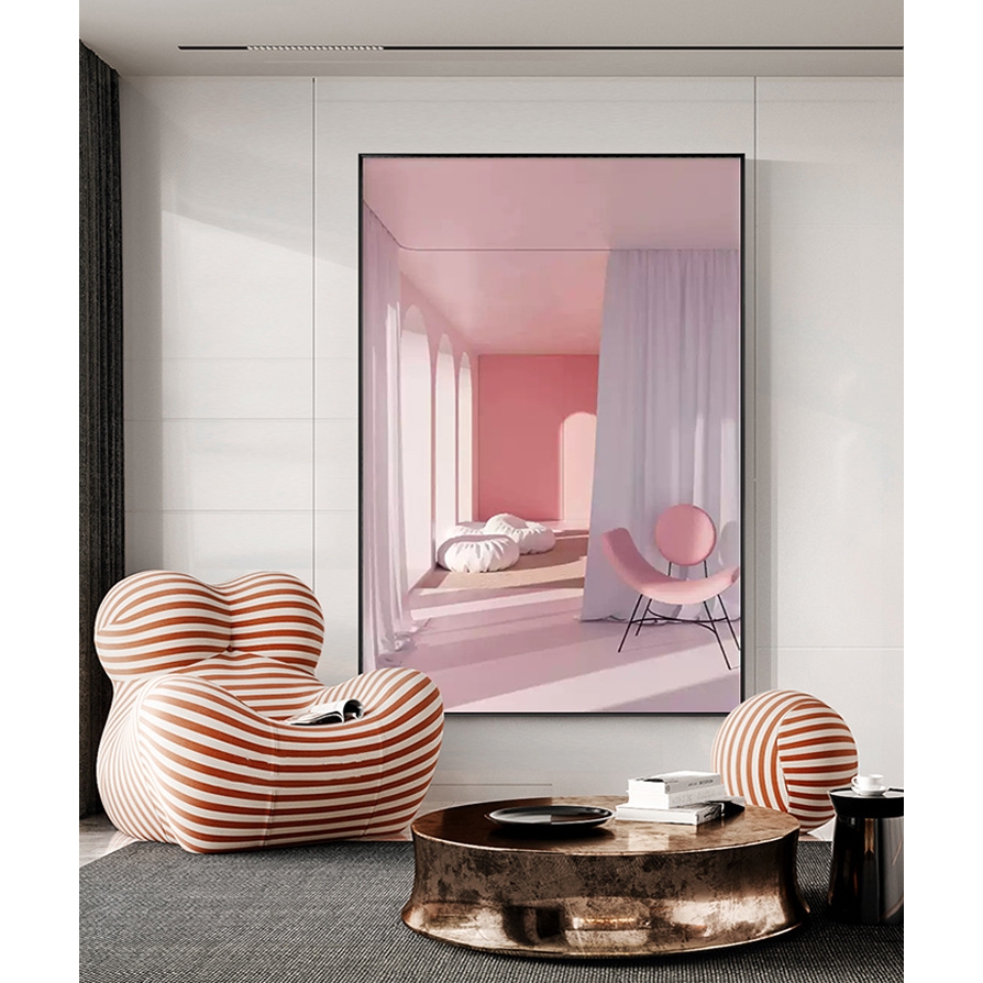 现代客厅装饰画服装店轻奢壁画酒吧美容院沙发背景墙氤氲气氛挂画图片