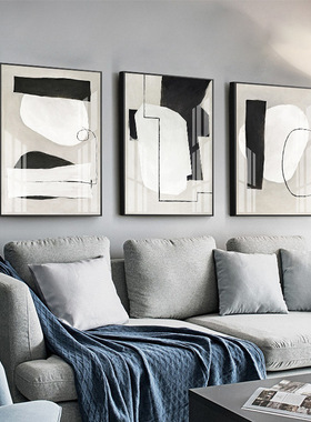 简约现代抽象客厅装饰画北欧极简艺术橙色轻奢玄关挂画软装组合画