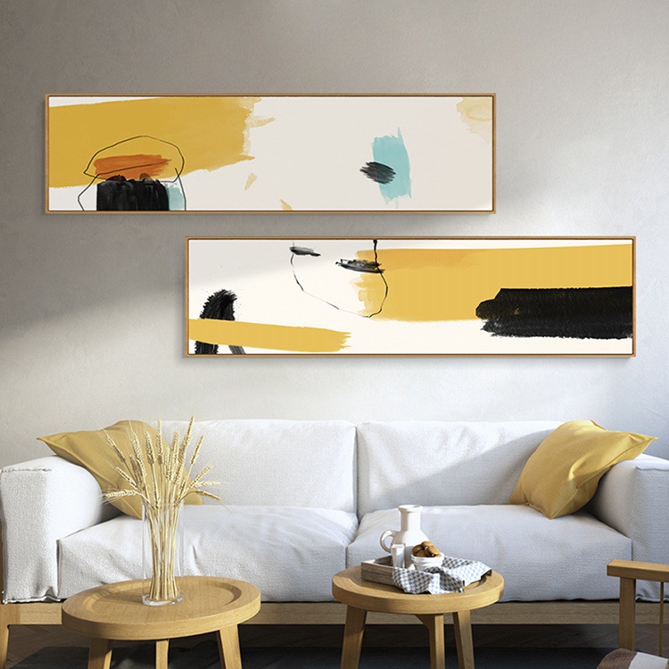 现代抽象装饰画卧室长条壁画客厅挂画简约沙发背景横幅画床头酒店