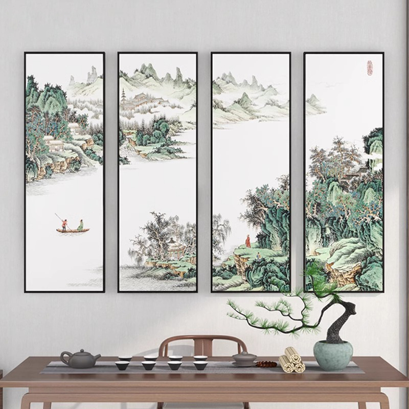新中式客厅山水画茶室办公室挂画沙发背景墙装饰画迎客松壁画国画