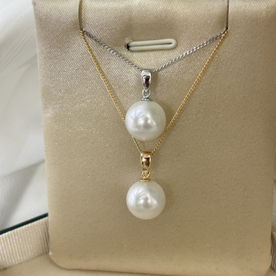 正圆天然淡水爱迪生珍珠项链吊坠女单颗正品银链2025新款媲美澳白