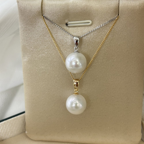 正圆天然淡水爱迪生珍珠项链吊坠女单颗正品银链2025新款媲美澳白