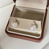 正圆大戴妃爱迪生真珍珠耳钉天然淡水纯银女2025新款 耳饰平替澳白