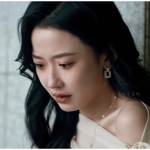 温以宁同款耳环短剧亲爱的我要结婚了女主饰品方形耳圈韩雨彤耳饰