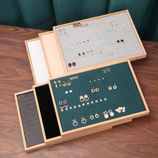 竹木耳钉耳环盘216孔大容量饰品整理盒戒指耳饰项链收纳托盘地摊