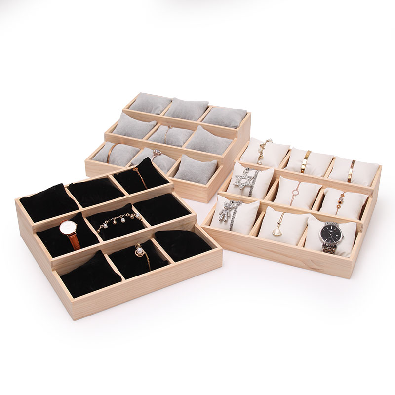 實木枕頭盤工廠直銷9格手鏈手盤