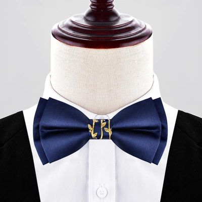 新郎结婚新中式缎面酒红色领结