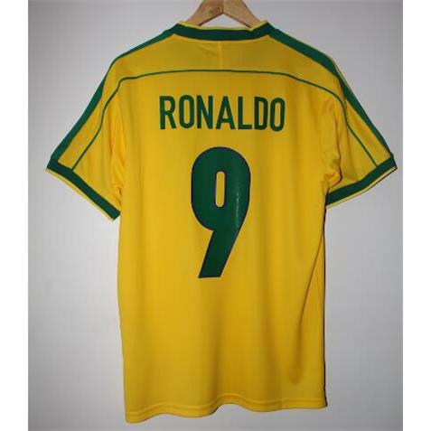 1998 Retro Brazil Rivaldo Ronaldo Vintage Soccer Jersey 运动/瑜伽/健身/球迷用品 足球服 原图主图