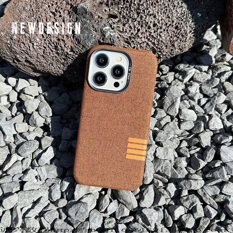 亚麻布料iPhone16pro金属镜头手机壳适用苹果15promax蓝色牛仔布15内置磁吸充电13pro高级感14小众13帆布真布