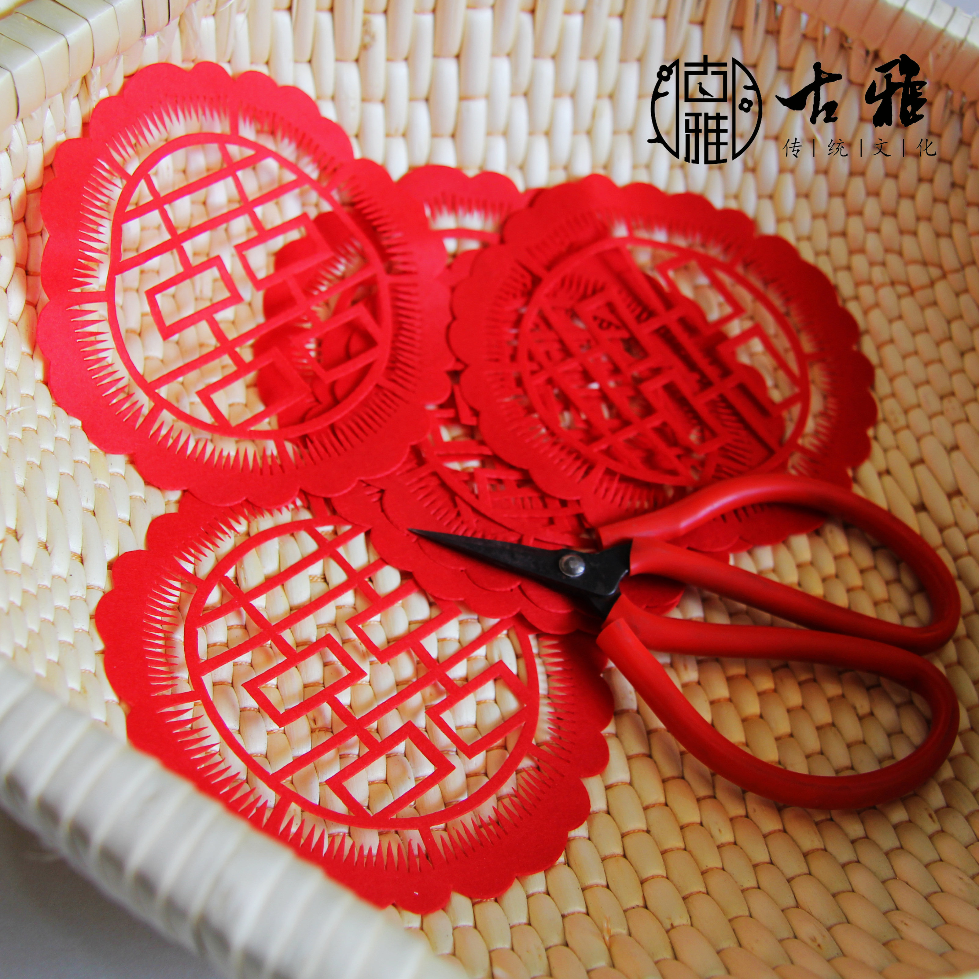 胶州剪纸纯手工宣纸喜饽饽花馒头喜花装饰胶东传统民俗非遗文化