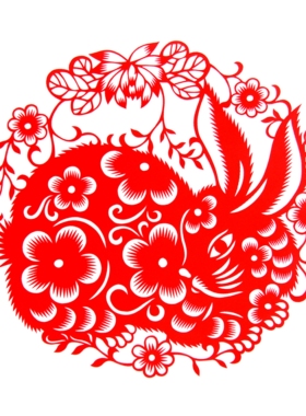 青岛古雅剪纸红色胶州剪纸纯手工新年装饰生肖兔年窗花非遗文化