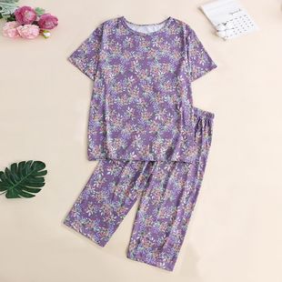 2026新款夏冰丝爆款短袖七分裤套装新品妈妈中老年上衣t恤休闲服