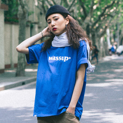 清仓福利 WASSUP潮流衣服圆领印花纯色半袖打底衫宽松短袖t恤男