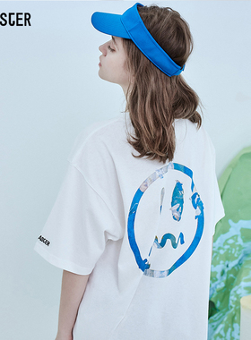 清仓福利BEASTER小恶魔鬼脸情侣国潮牌油画印花短袖T恤男bf风宽松