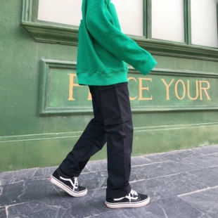 子男宽松美式 休闲长裤 直筒多口袋ICE 国潮秋冬水洗工装 ICEREVERIE