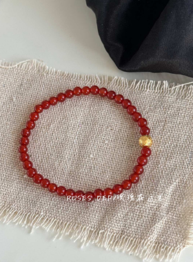 ROSES DEP/玫瑰在这里 新中式复古红玛瑙手链女高级显白文艺叠戴