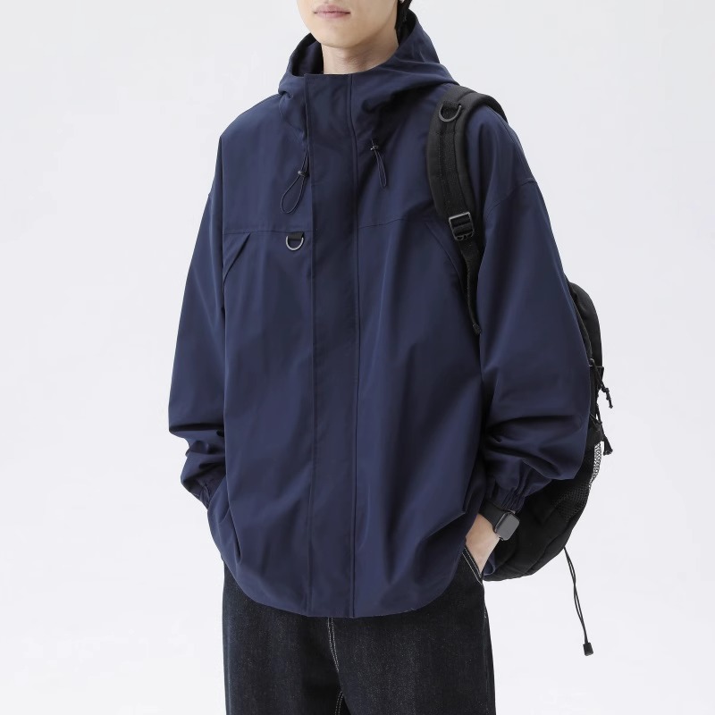 潮牌连帽春秋季宽松冲锋衣男外套