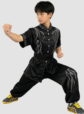 新款烫钻儿童成人武术服体考比赛表演服彩服南拳长拳竞赛服男女款