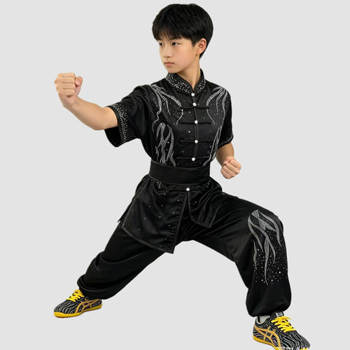 新款烫钻儿童成人武术服体考比赛表演服彩服南拳长拳竞赛服男女款