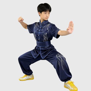 新款烫钻长拳儿童武术表演竞赛比赛彩服套路体考武术服男女成人
