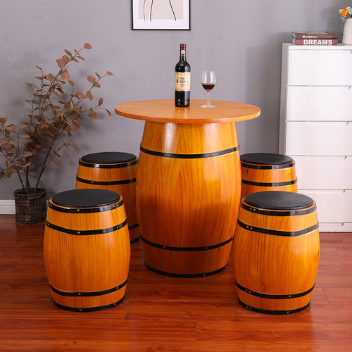 装饰酒桶橡木桶欧美风桌子小凳子餐桌板凳椅子桌凳实木凳雅林木韵