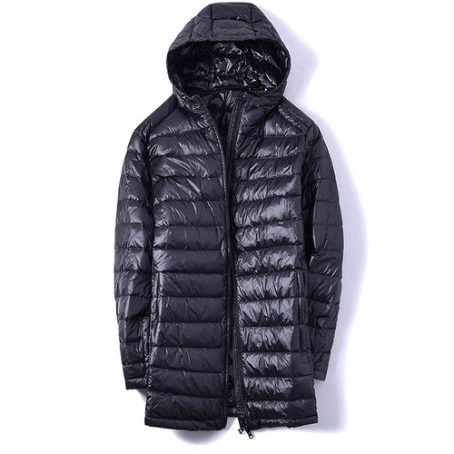 男士中长款轻薄款连帽羽绒服秋冬季轻便白鸭绒衣大码宽松休闲外套 - 封面