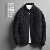 帅气棉服棉袄休闲上衣潮 立领轻便棉衣外套菱形格修身 冬季 男士