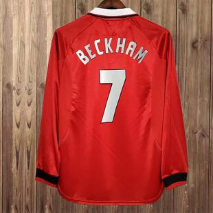 99 00 Retro Manchester Long Beckham United Soccer Jersey